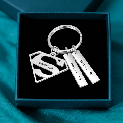 2 Names Customized Keychain With Card Gift Box Set Gift For Dad