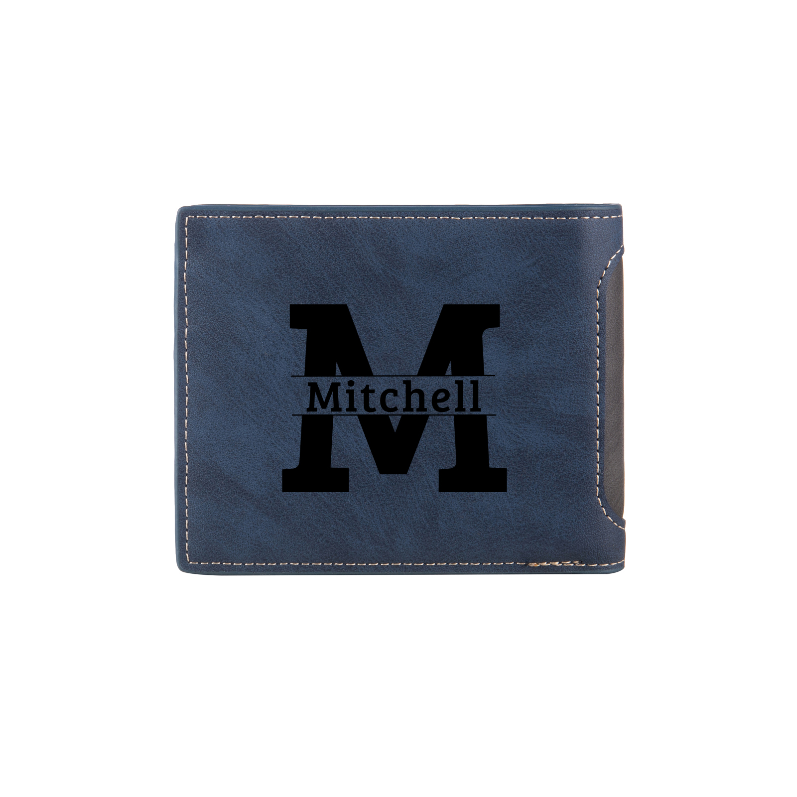 Personalized Leather Folding Wallet With Photo, Name and Letter, Gift For Dad