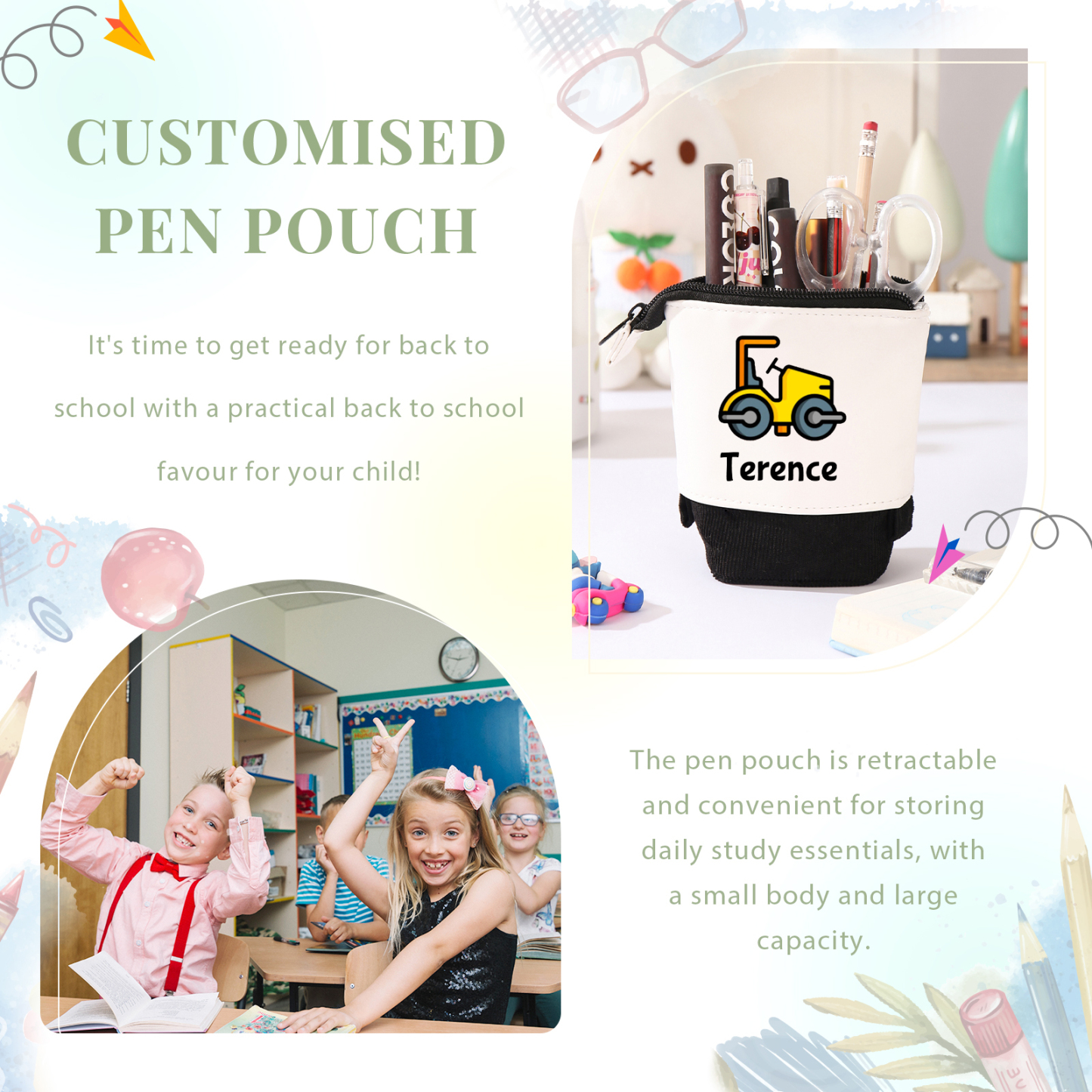 Personalized Name And Truck Pencil Case For Boys And Girls Back To School Gift