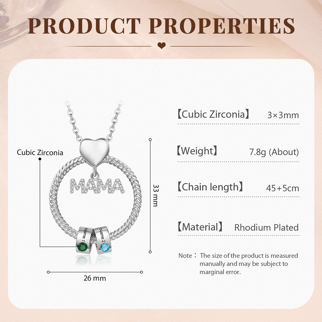 2 Names-Personalized Mom Necklace Set With  Premium Custom Necklace With 2 Birthstones Engraved Names Gift For Mom