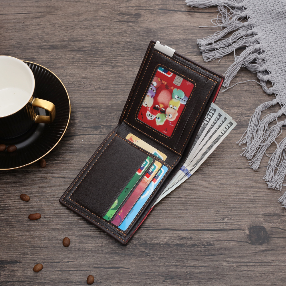 Personalised Men's Photo Wallet - Custom Letter & Name, Brown Wallet with Photo Card, Christmas Gift Set for Him | Jessemade