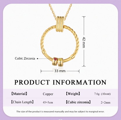 2 Names - Personalized Round Pendant Necklace Customized Name Gift for Her