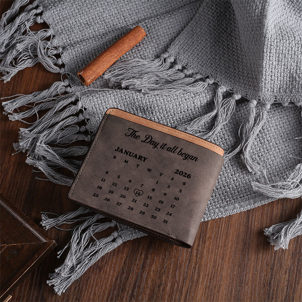 Personalized Couple PU Leather Calendar Wallet for Men