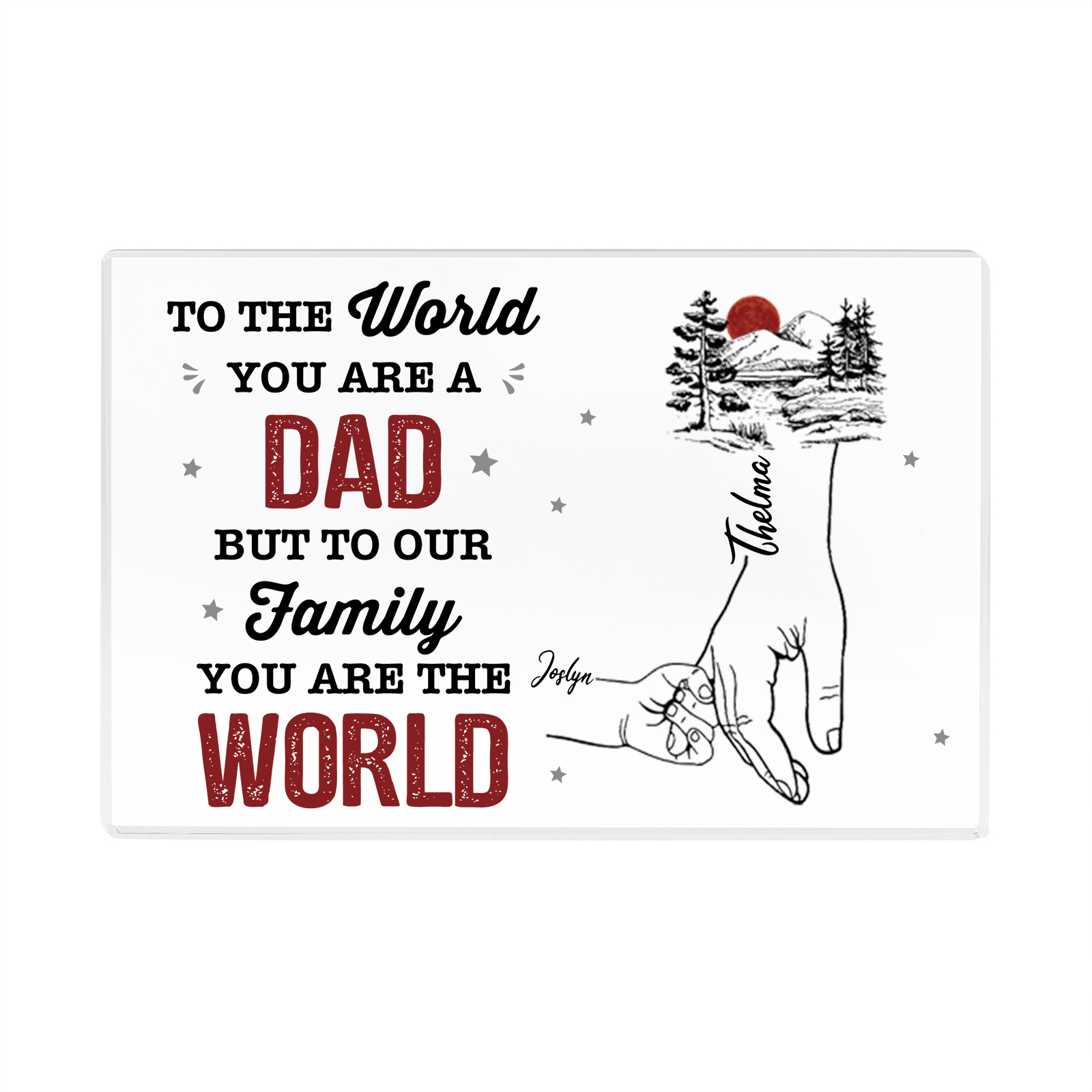 2 Names - Personalized Holding Hands Acrylic  Keepsake Ornament Gift for Dad