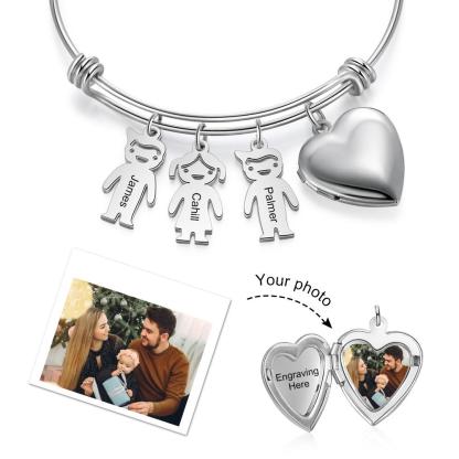 Personalized Heart Photo Locket Bracelet Custom Photo Bracelet Gifts For Mother