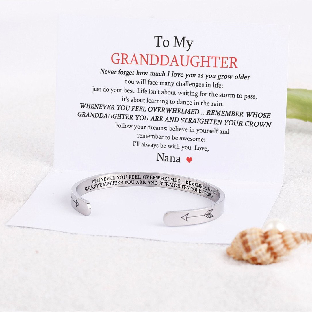 To My Granddaughter, Whenever You Feel Overwhelmed, Cuff Bangle Bracelet Gifts For Her