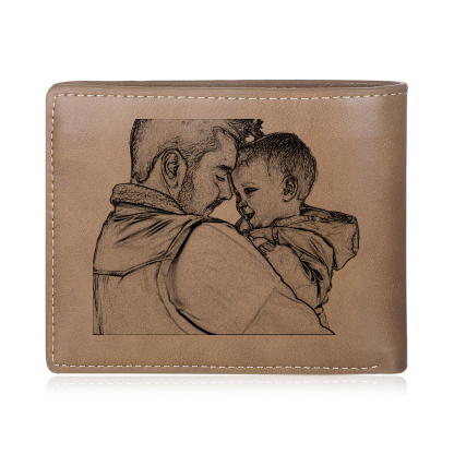 3 Names - Personalized Fist Style Leather Men's Wallet Custom Photo Wallet for Dad