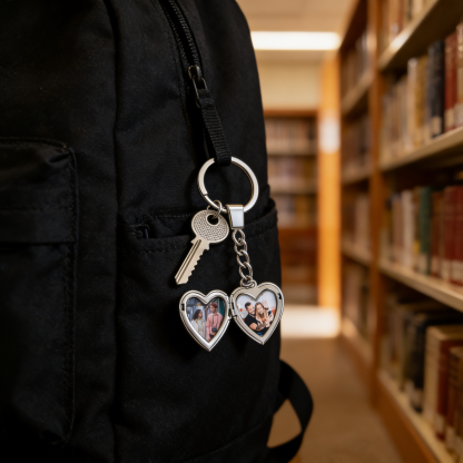 Personalized Photo Keychain Custom 2 Photos Gifts For Him