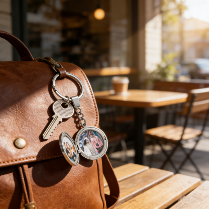Personalized Photo Keychain Custom 2 Photos Gifts For Him