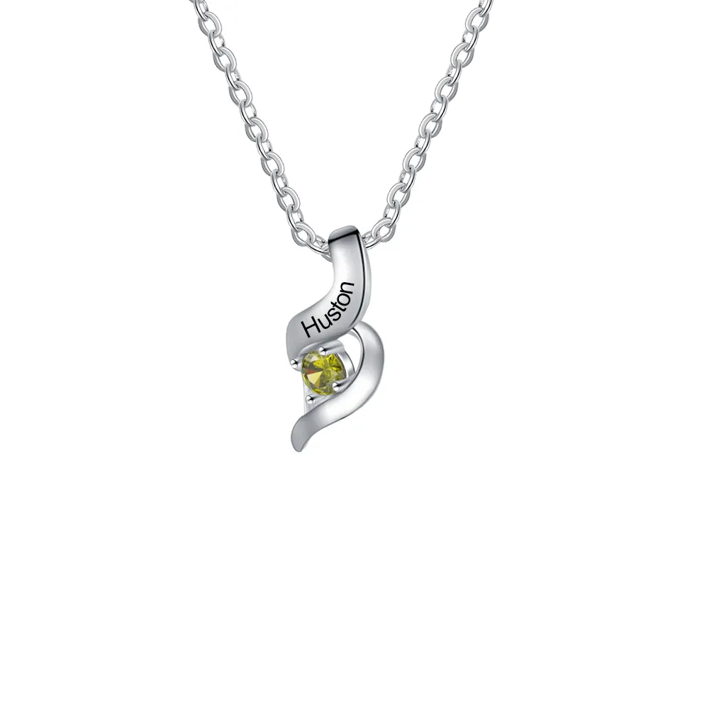 Customized Mother Necklace Cascading Pendant with 3 Birthstones Engraving 3 Names Gifts for Her