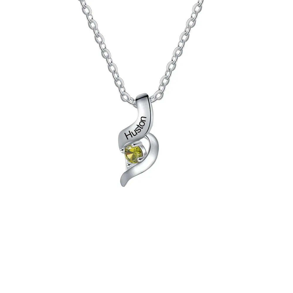 Customized Mother Necklace Cascading Pendant with 3 Birthstones Engraving 3 Names Gifts for Her