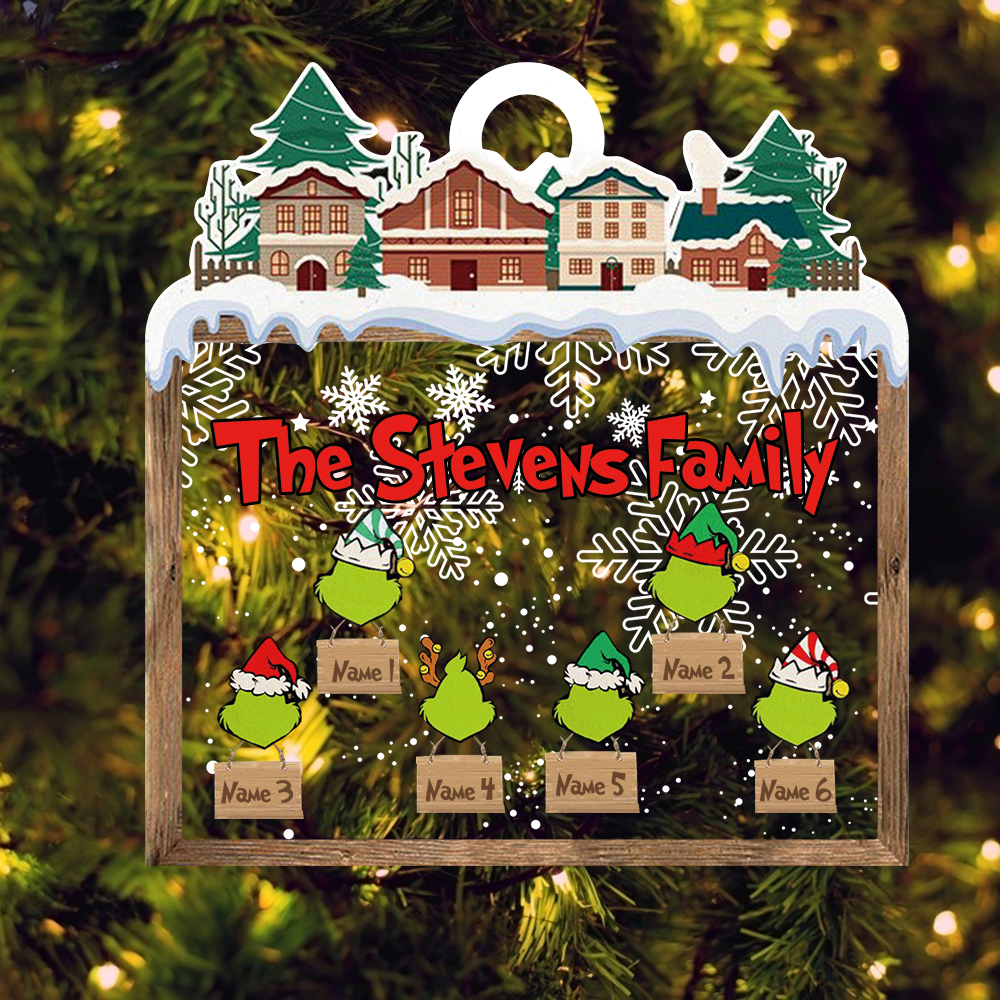 MERRY GRINCHMAS Grinch Personalized Christmas Ornament Engraved 6 Names Gifts For Family | Jessemade
