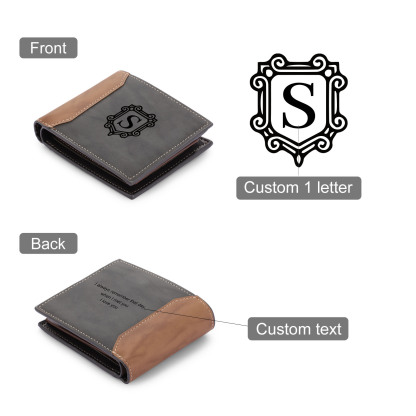 Personalized Leather Wallet Engraved Letter Short Purse Custom Folding Wallet Gifts For Men