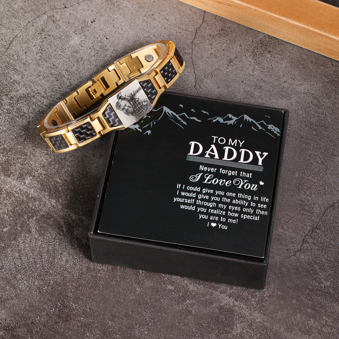 Personalized Bracelet Custom Photo ID Bar Men's Bracelet Bangle Gifts For Him