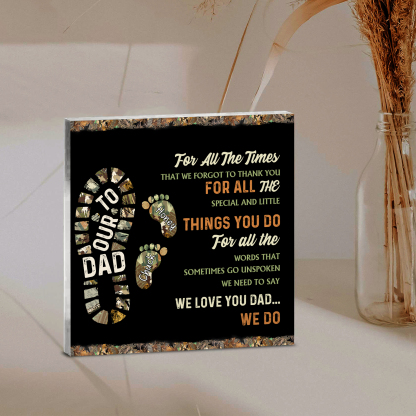 2 Names - Personalized Footprint Pattern Family Acrylic Keepsake Customized Name Acrylic Home Decor Gift for Dad