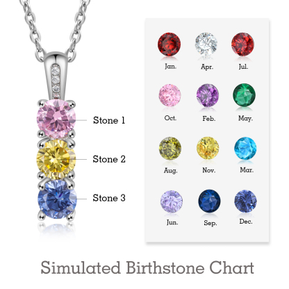 Family Birthstone Necklace Personalized 3 Stones Family Tribal Necklace for Her
