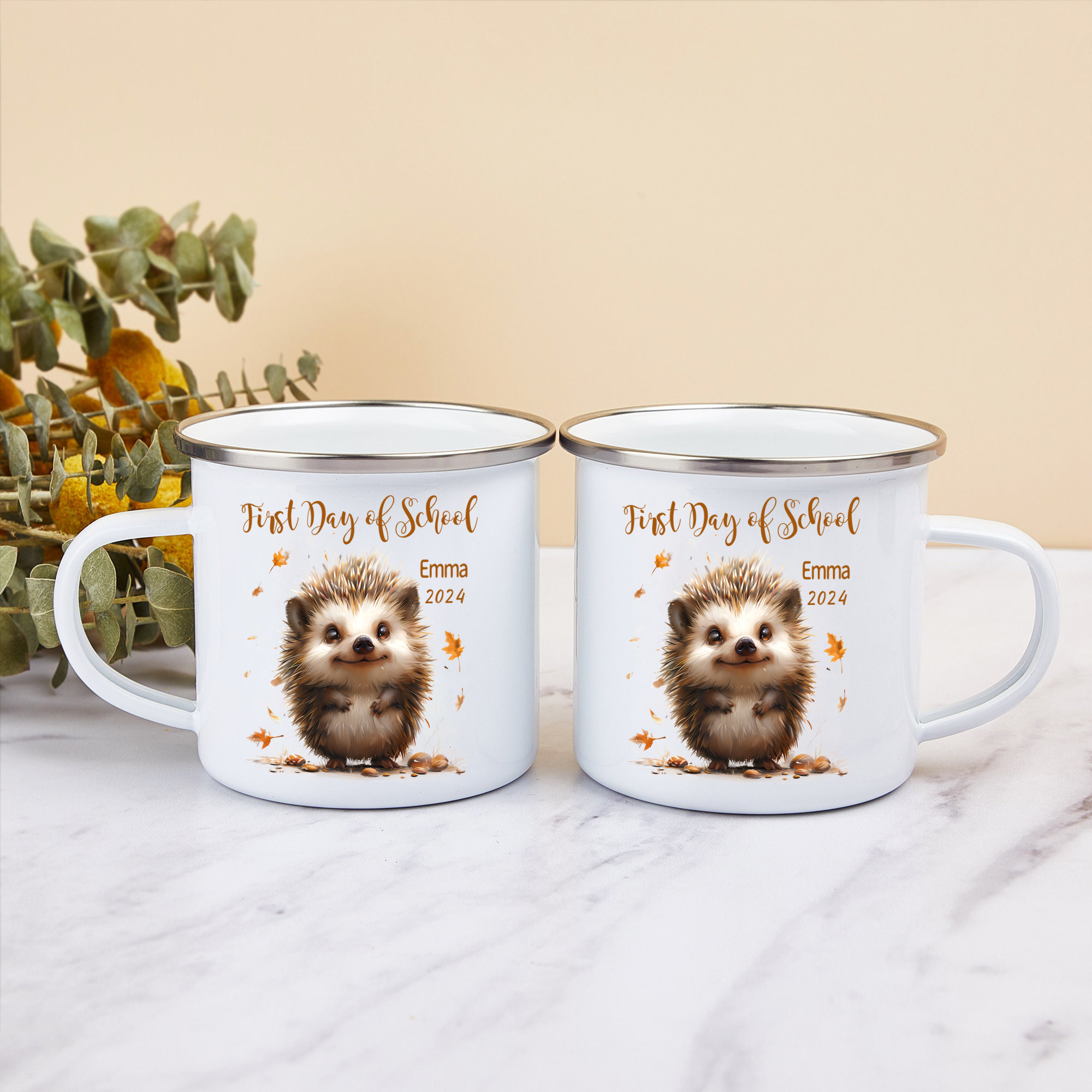 Personalized Name And Date Mug Cute Hedgehog Mug Back To School Gift For Kids
