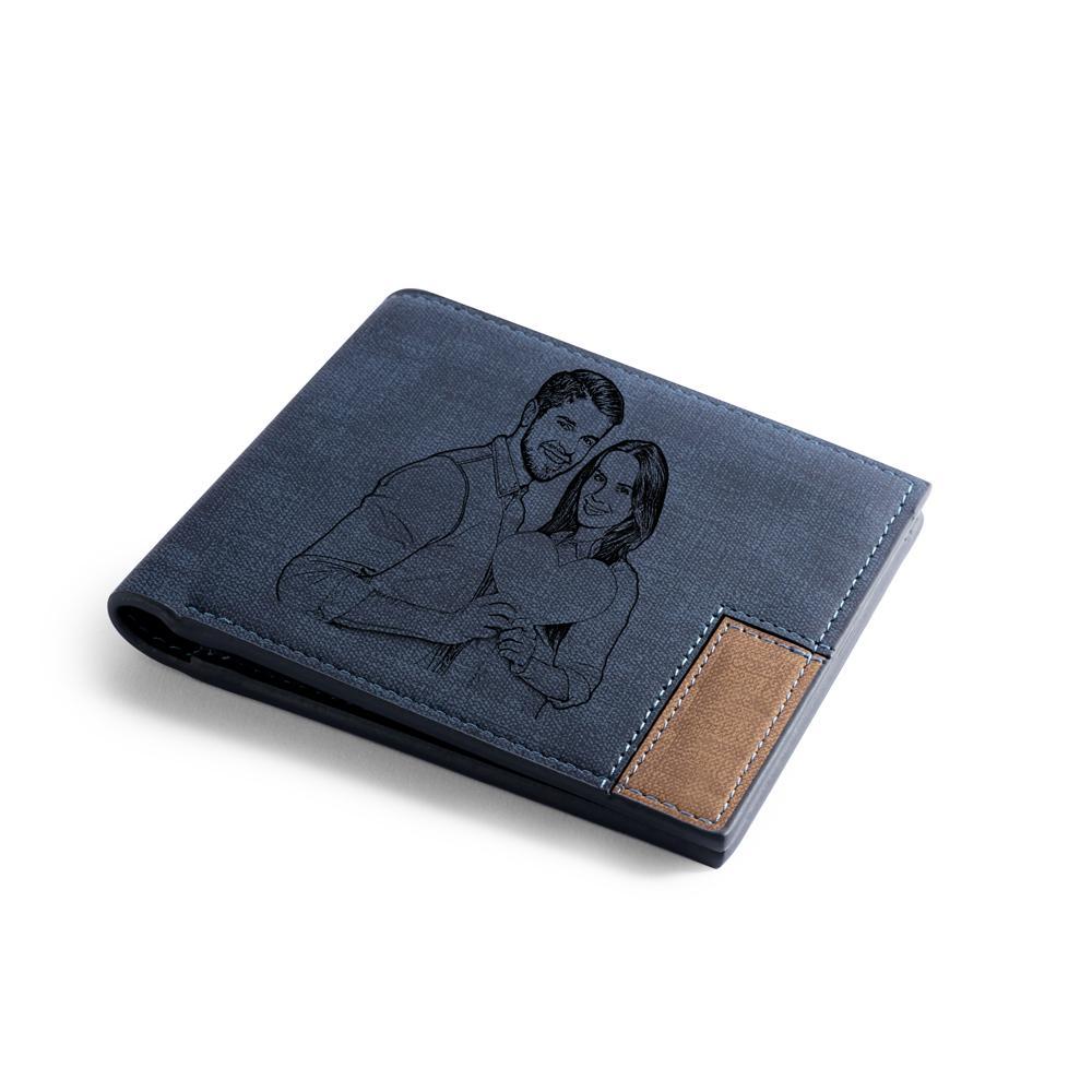 Personalized Leather Wallet Engraved Photo Short Purse Gifts For Men