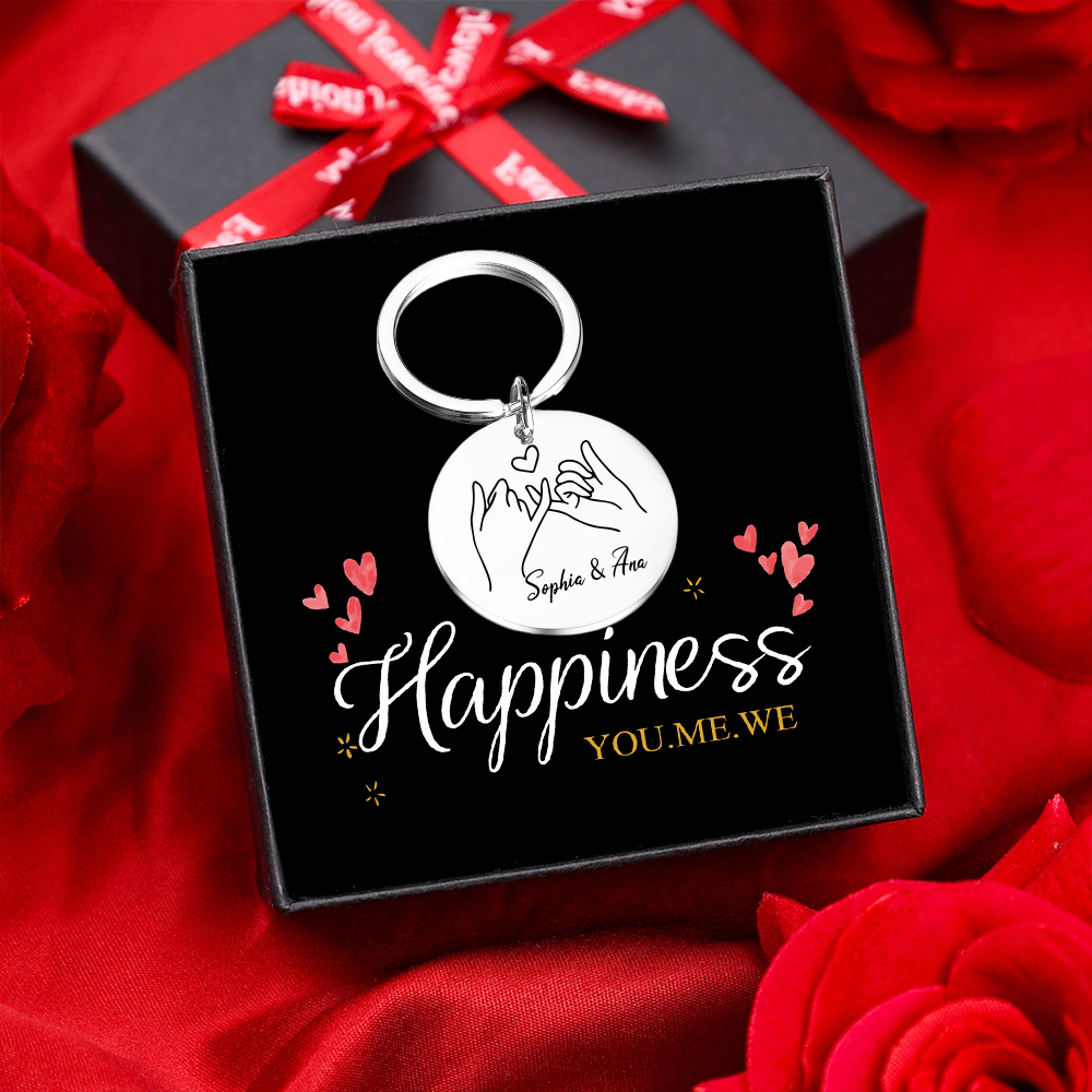 Personalized Text Keychain Gift Custom Special Keychain Set With Gift Box Gift For Friends/Couple
