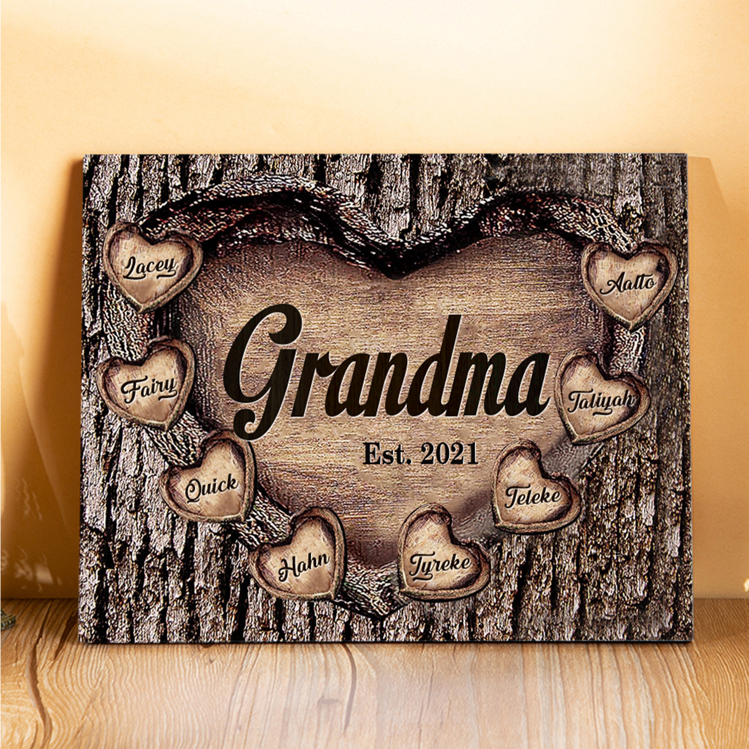 8 Names-Personalized Nana Wooden Ornament Custom Text And Date Home Decoration for Family