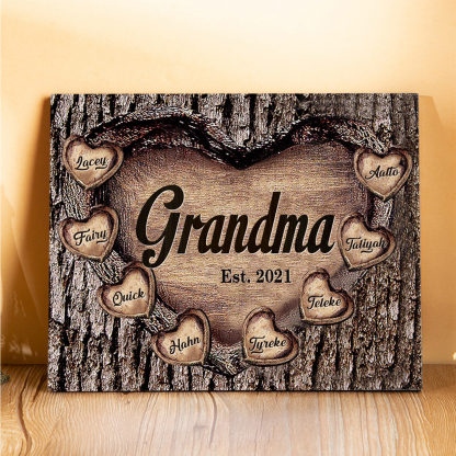 8 Names-Personalized Nana Wooden Ornament Custom Text And Date Home Decoration for Family