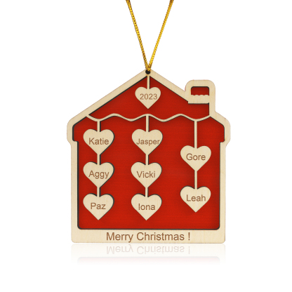 8 Names-Personalized Family Wooden Christmas Xmas Tree Decoration Ornament-Custom 8 Names And Year Hanging Ornament Gifts For Family