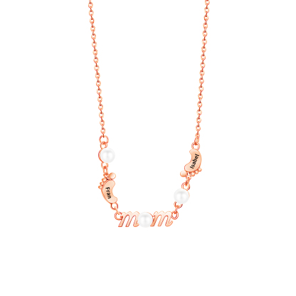 2 Names - Personalized Exquisite Pearl Necklace Supports Customized Name Necklace Gifts for Mom