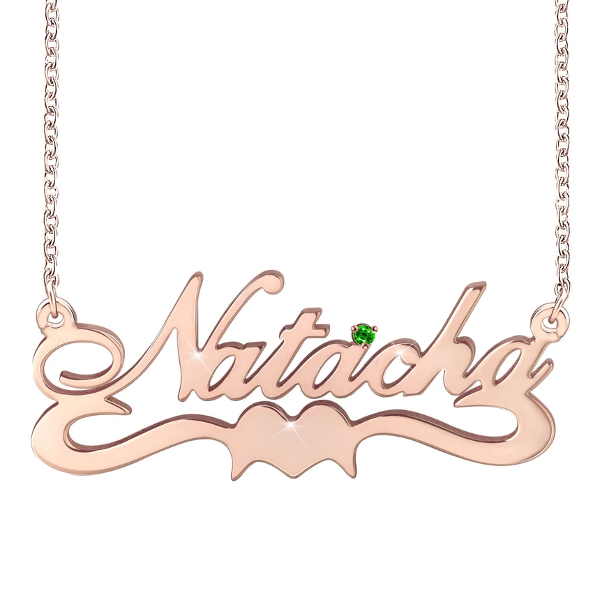Personalized Necklace With Birthstone Custom 1 Name Necklace Gift For Her