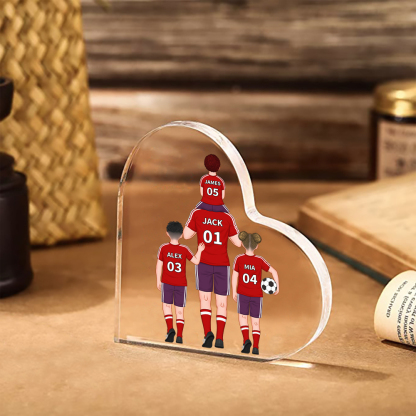 Custom football family Acrylic Heart Keepsake Custom Style Acrylic Plaque Ornaments Gifts For Father's Day