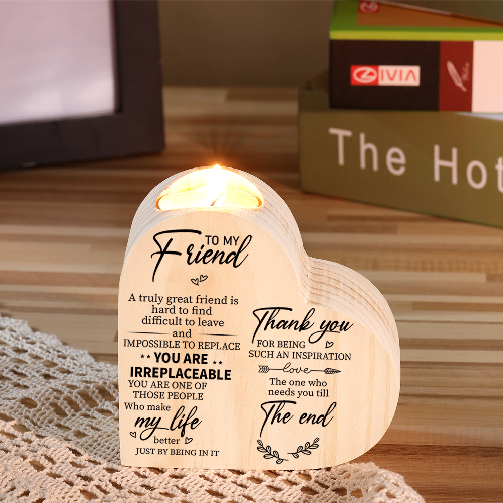 To My Friend Wooden Heart Candle Holder "Thank you for being such an inspiration"