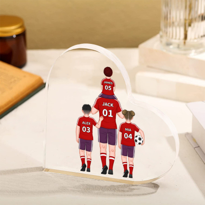 Custom football family Acrylic Heart Keepsake Custom Style Acrylic Plaque Ornaments Gifts For Father's Day