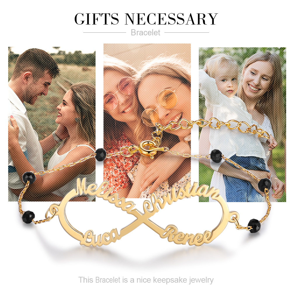 Personalized Infinity Bracelet Custom 4 Names Bracelet Gift For Women | Jessemade