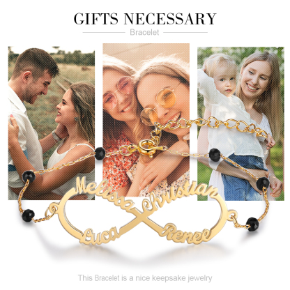 Personalized Infinity Bracelet Custom 4 Names Bracelet Gift For Women | Jessemade