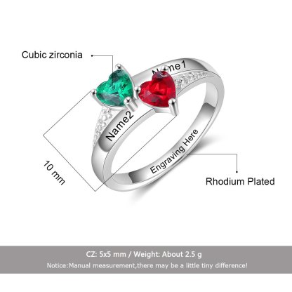 Family Ring Promise S925 Ring Personalized 2 Birthstones Ring With Names Gifts for Her