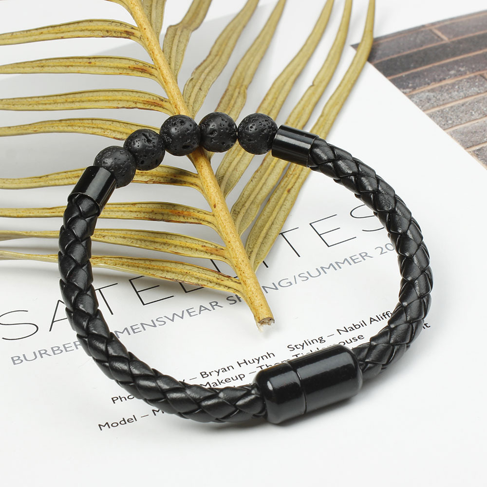 Tiger Eye Black Onyx Beaded Bracelet Men