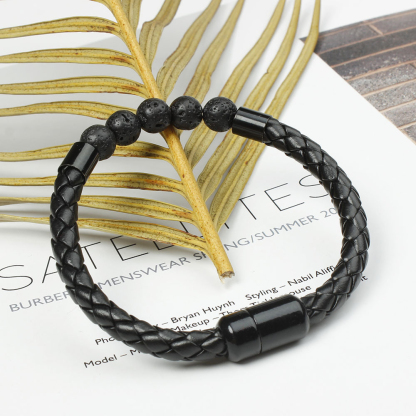 Tiger Eye Black Onyx Beaded Bracelet Men