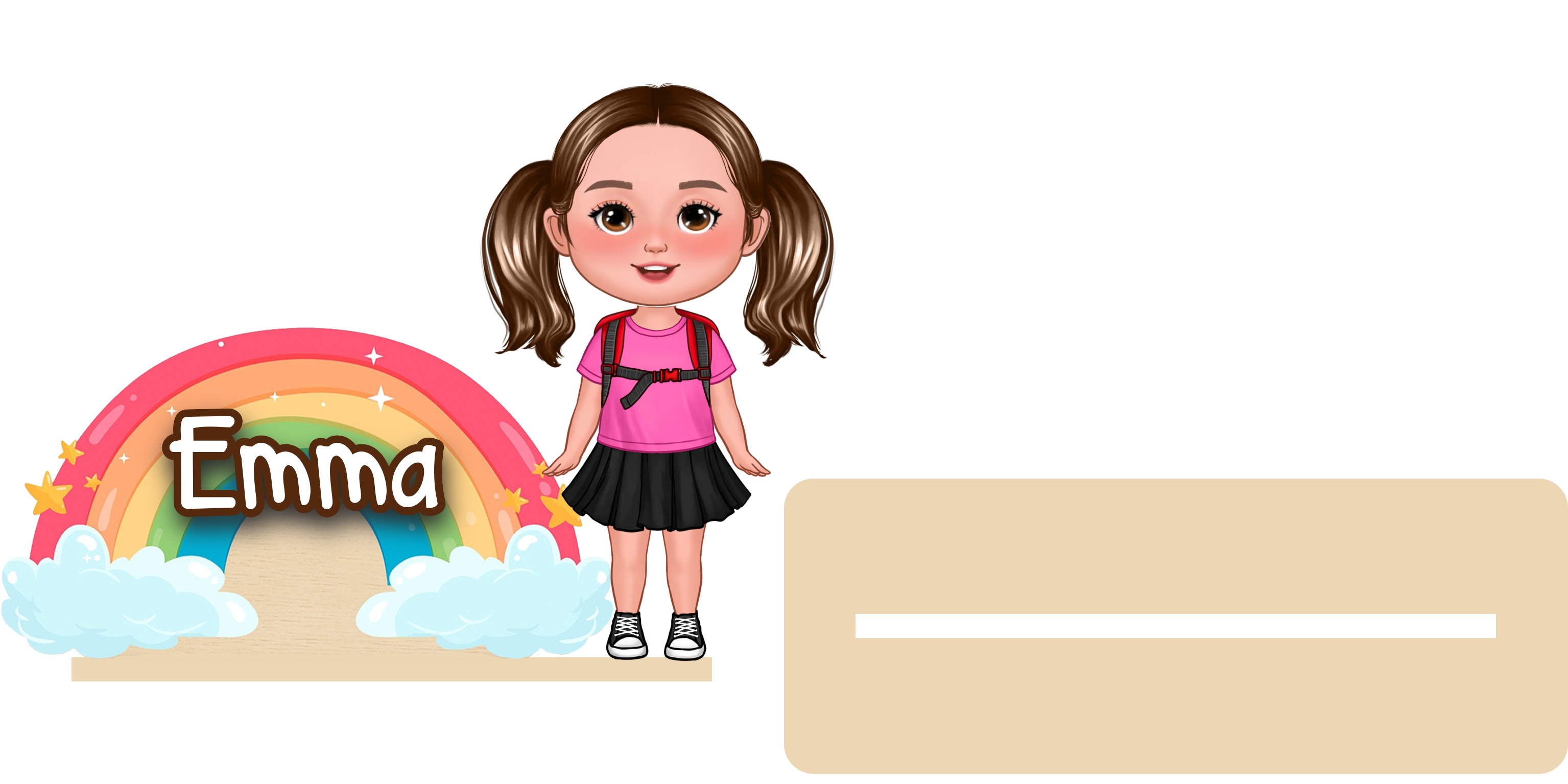 Personalized Rainbow Character Name Plaque – Custom Back-to-School Desk Sign with Name & Cartoon