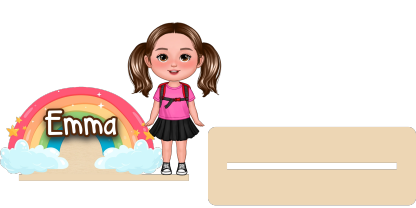 Personalized Rainbow Character Name Plaque – Custom Back-to-School Desk Sign with Name & Cartoon