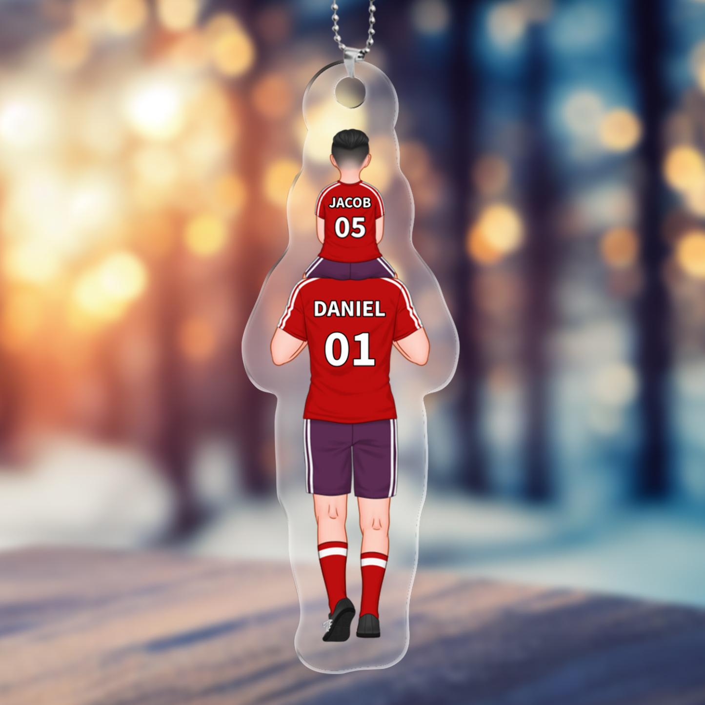 1-3 Names-Personalized Dad's Football Team Keychain Custom Names Gift For Dad