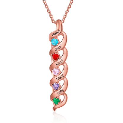 3 Names-Customized Necklace Cascading Pendant with 1-10 Birthstones Engraving 3 Names Gifts for Her