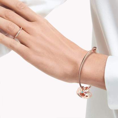 2 Names-Personalized Heart Bangle With 2 Names and Birthstones Bangle Bracelet Gifts For women