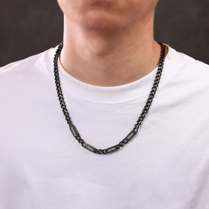 Personalized Men’s Stainless Steel Necklace Custom With 1-6 Engraved Names Gift For Dad Husband