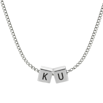 Personalized Men's Stainless Steel Necklace With Letter Cube Gift For Him