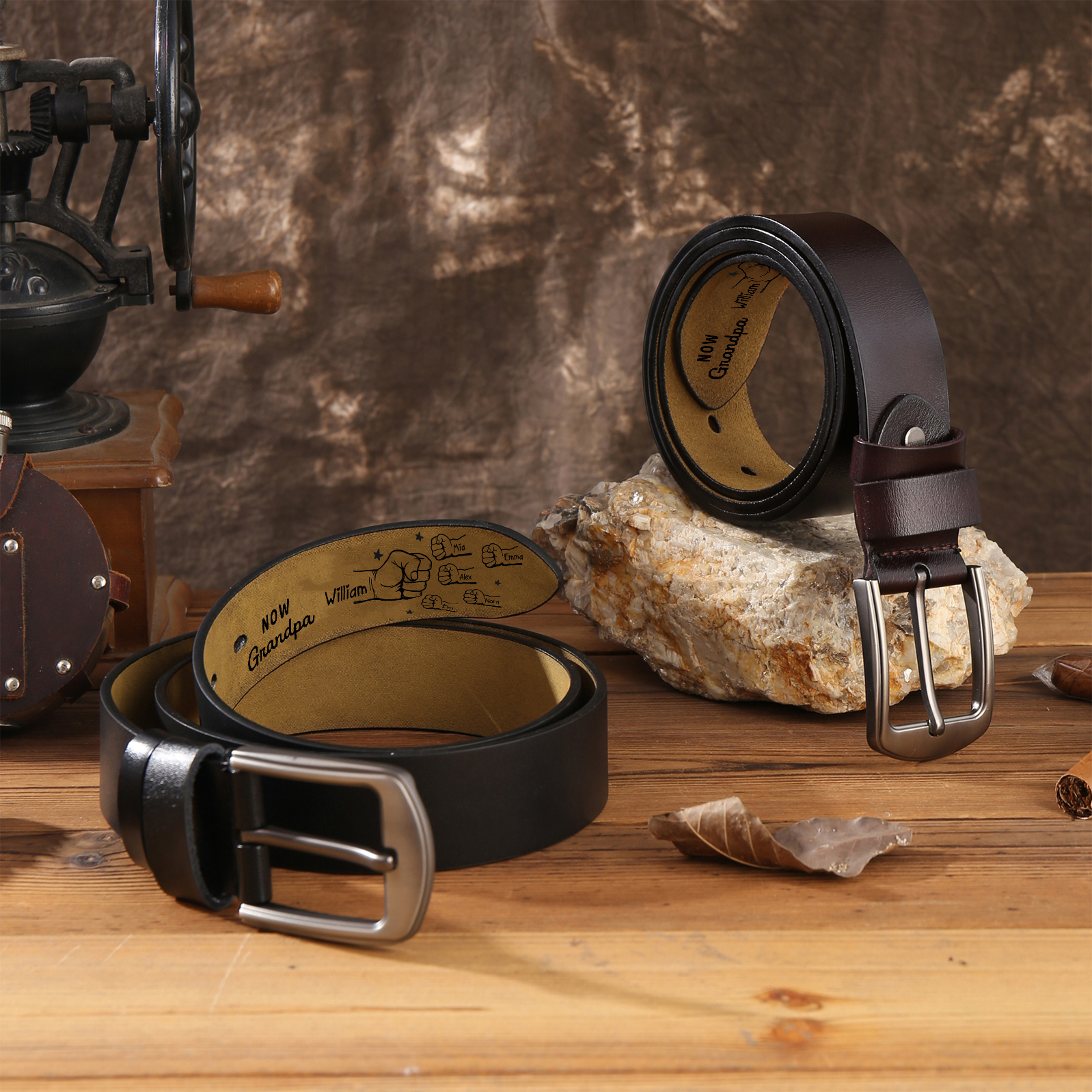 Personalized Leather Belt Custom Engraving Birthday Gift for Grandpa | Jessemade