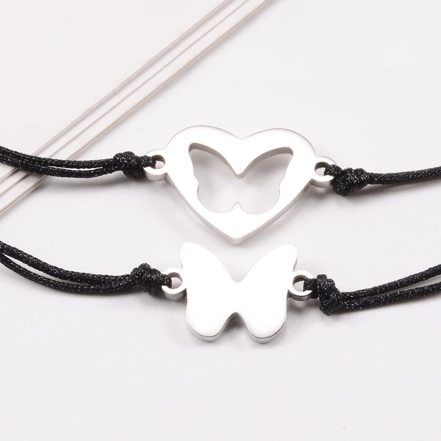 2 Pcs Butterfly Bracelet Set with Gift Card Adjustable Bracelets "You Are Loved"Back to School Gifts for Kids