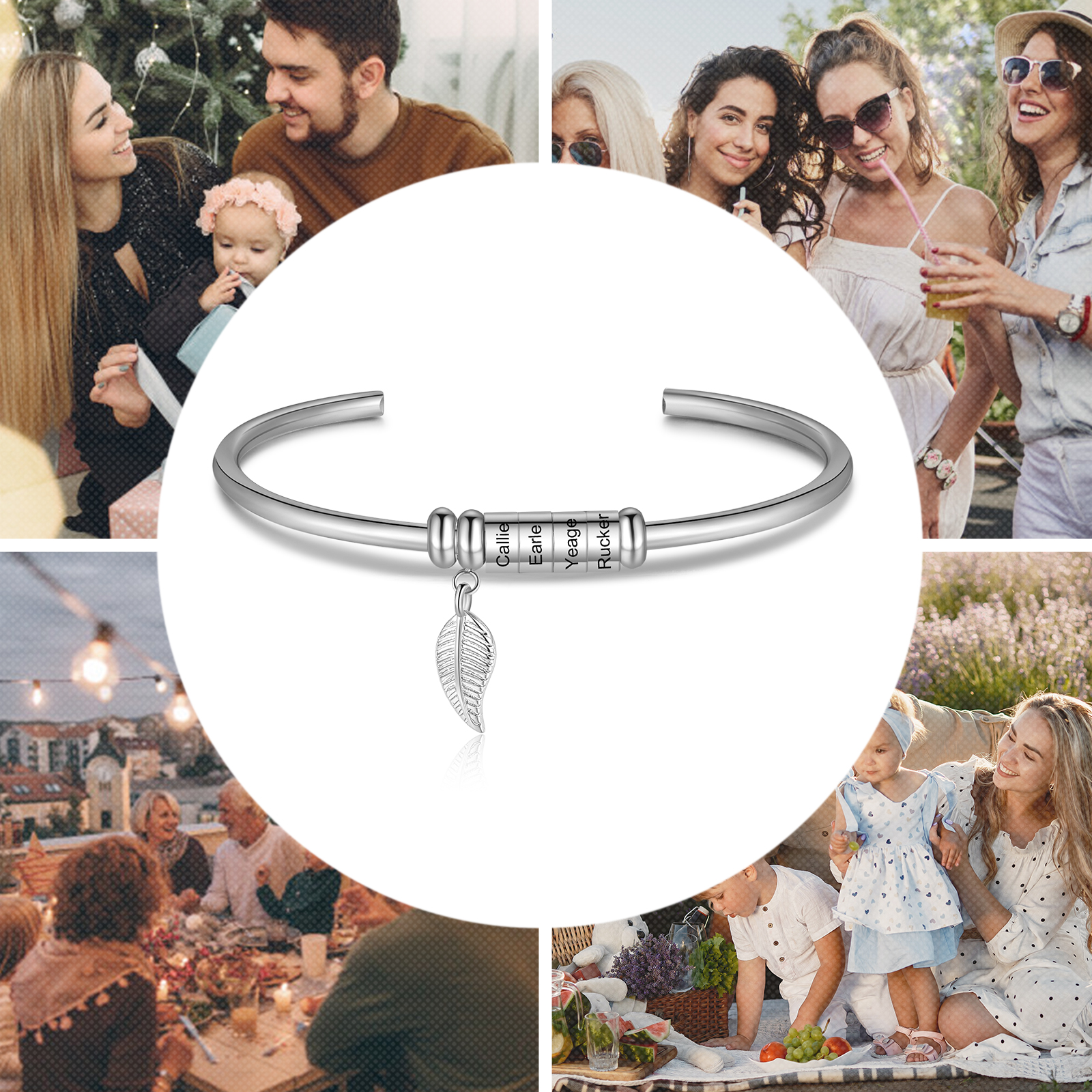 4 Names Leaf Beaded Bracelet Three Colors Exquisite Bracelet Gift for Her