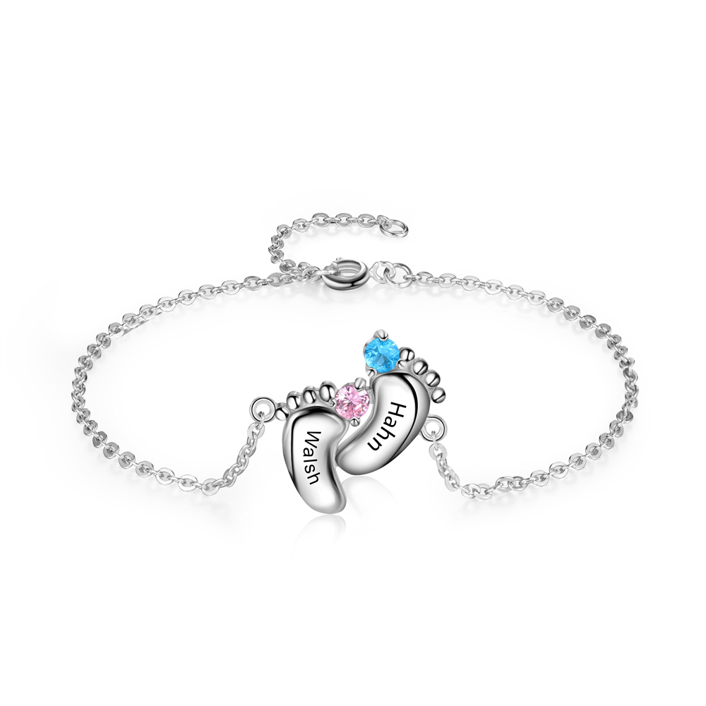 Baby Foot 2 Birthstone Bracelet and Necklace