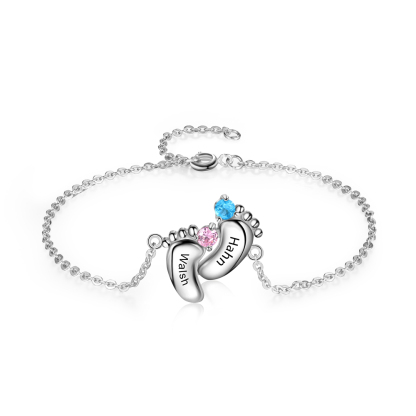Baby Foot 2 Birthstone Bracelet and Necklace