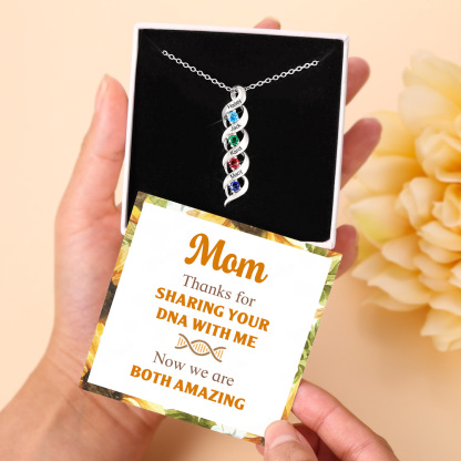 Personalized Mother Necklace Cascading Pendant with 2 Birthstones Engraving 2 Names Gifts for Her