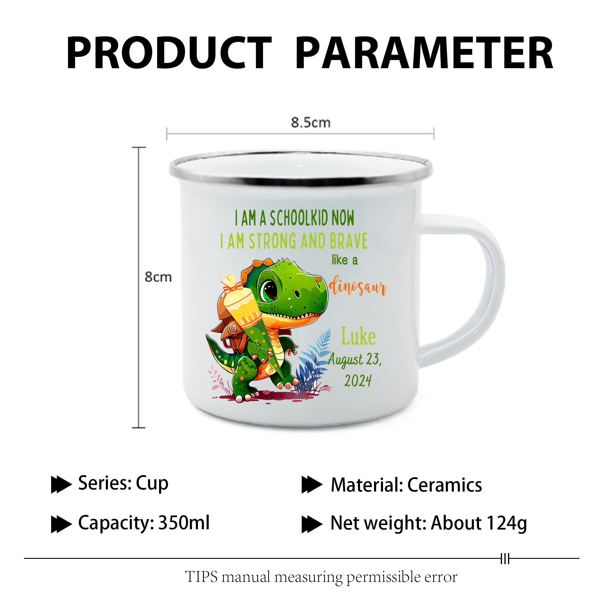 Personalized Name And Date Mug Dinosaur Mug Back To School Gift For Kids